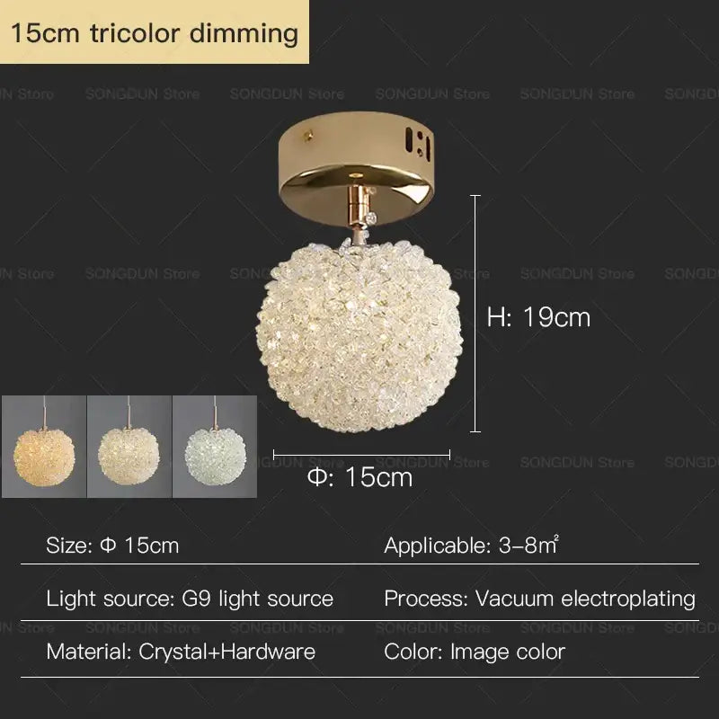 Modern cream crystal round room chandelier bedroom pendant light
