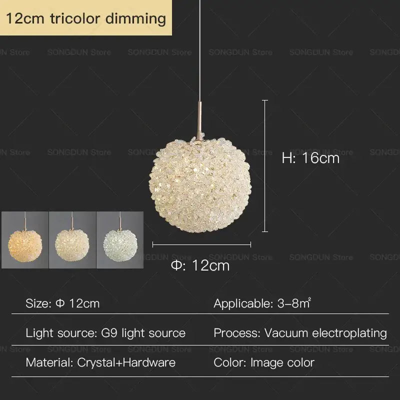 Modern cream crystal round room chandelier bedroom pendant light