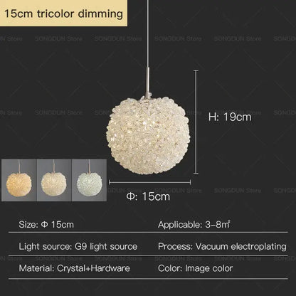 Modern cream crystal round room chandelier bedroom pendant light