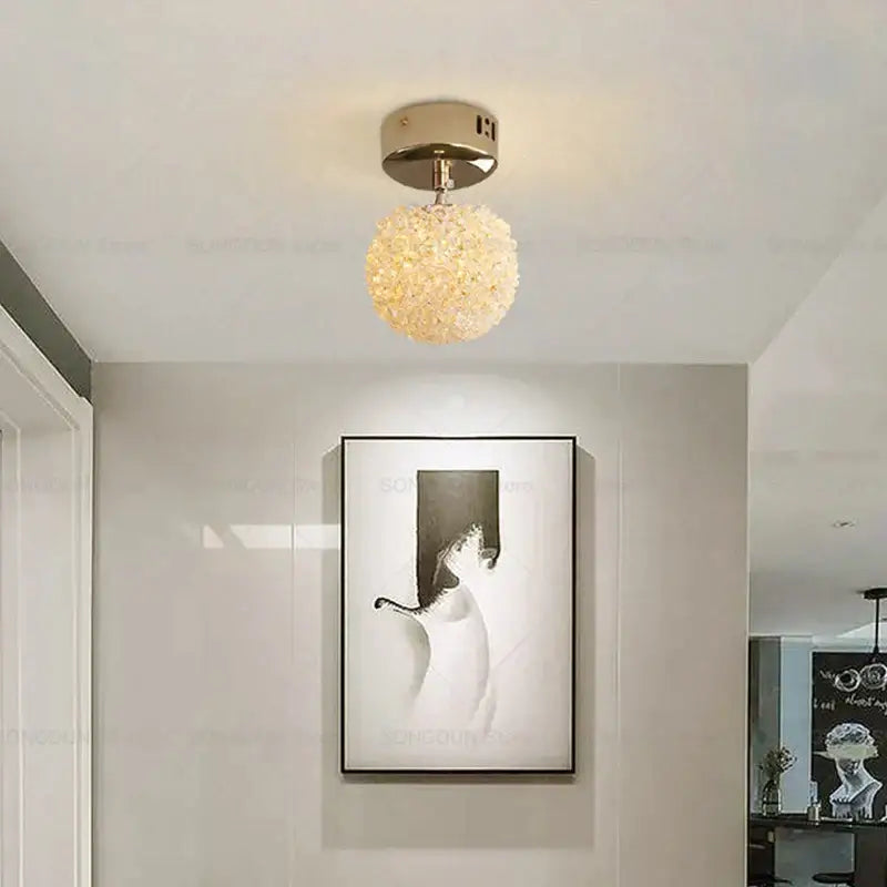Modern cream crystal round room chandelier bedroom pendant light