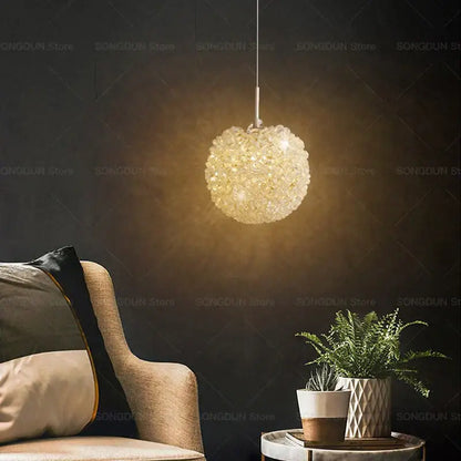 Modern cream crystal round room chandelier bedroom pendant light