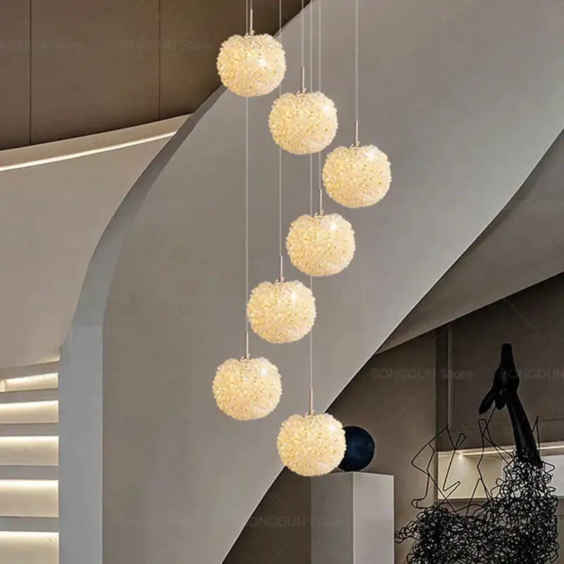 Modern cream crystal round room chandelier bedroom pendant light