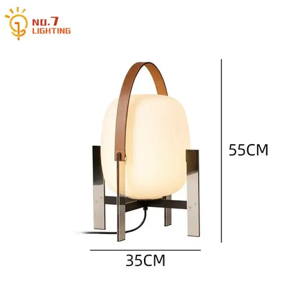 Modern cream designer metal glass table lamp bedroom with leather handle