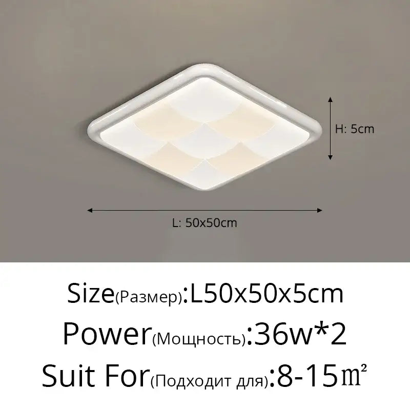 Modern cream geometric led ceiling lights bedroom diffused lighting
