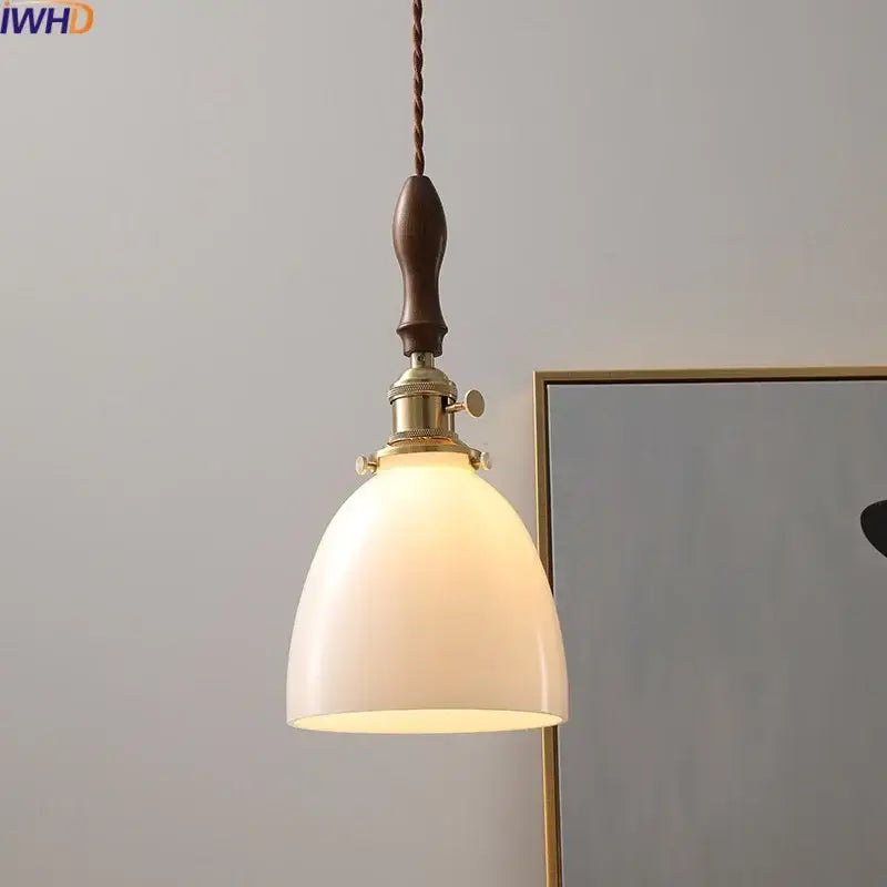 Modern cream glass copper led pendant light for dining room