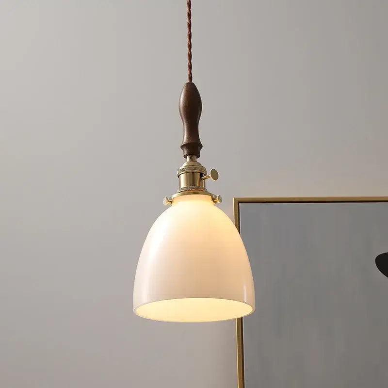 Modern cream glass copper led pendant light for dining room