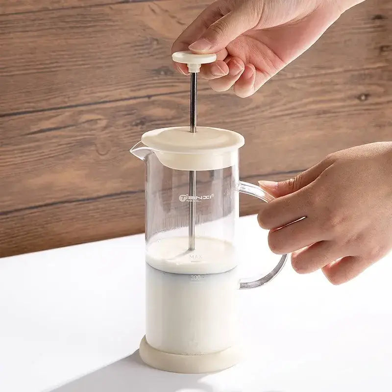 Modern cream glass french press coffee maker kitchen foam mixer blender