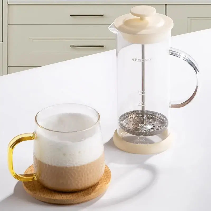 Modern cream glass french press coffee maker kitchen foam mixer blender