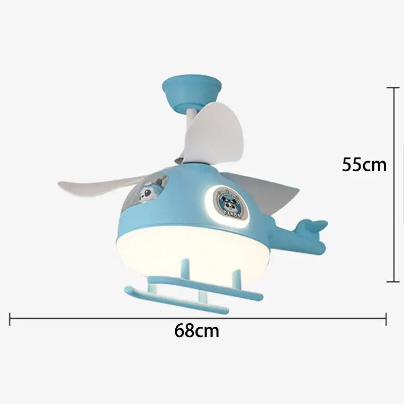 Modern cream helicopter ceiling fan lights kids bedroom panda design
