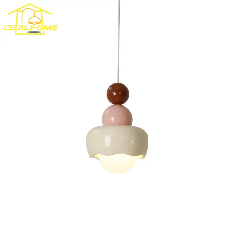 Modern cream & pink stacked resin pendant light bedroom cream