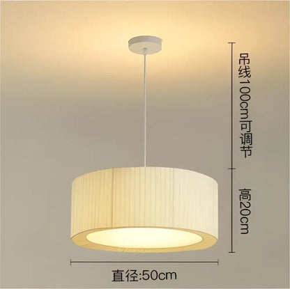 Modern cream pleated designer led fabric pendant light bedroom