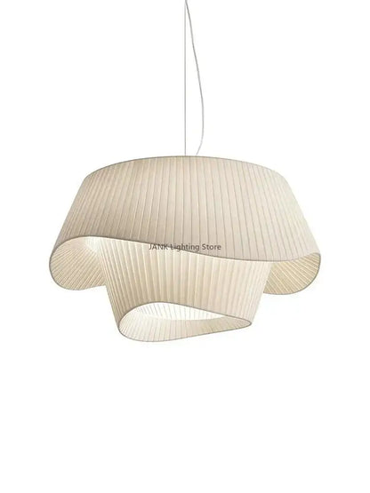 Modern cream pleated designer led fabric pendant light bedroom