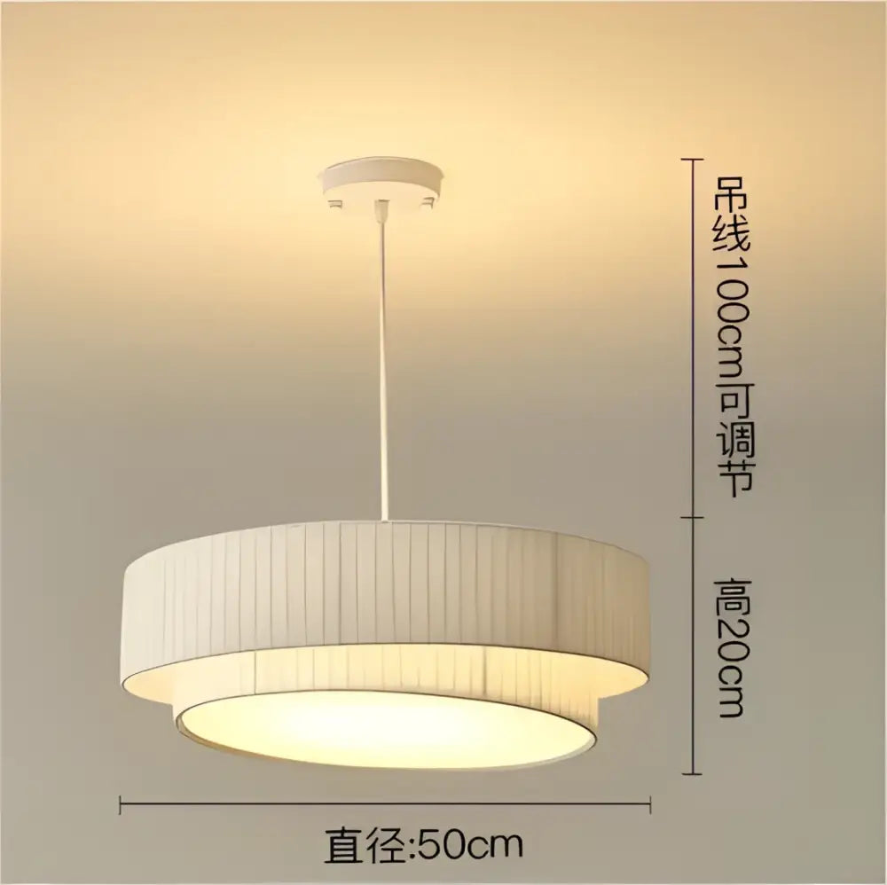 Modern cream pleated designer led fabric pendant light bedroom
