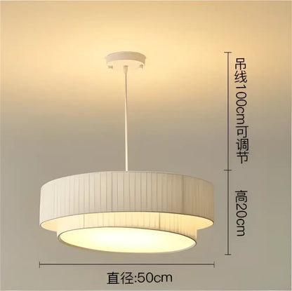 Modern cream pleated designer led fabric pendant light bedroom