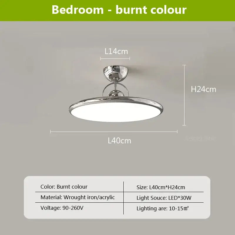 Modern cream & red iron nordic ceiling light bedroom fan