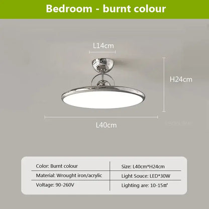 Modern cream & red iron nordic ceiling light bedroom fan
