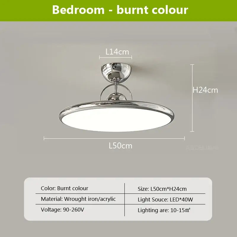 Modern cream & red iron nordic ceiling light bedroom fan