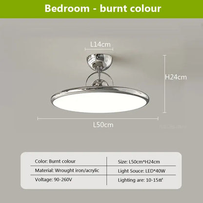 Modern cream & red iron nordic ceiling light bedroom fan