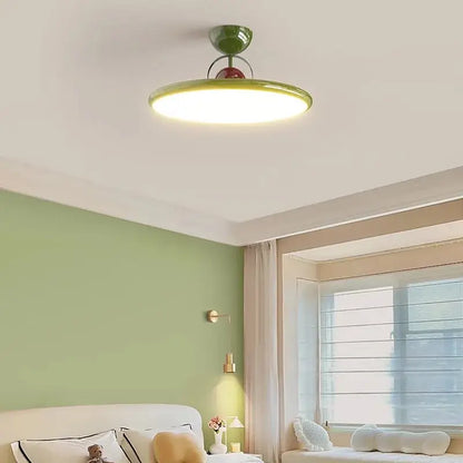 Modern cream & red iron nordic ceiling light bedroom fan