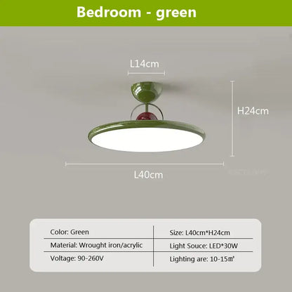 Modern cream & red iron nordic ceiling light bedroom fan