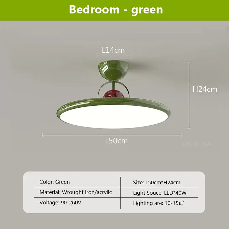 Modern cream & red iron nordic ceiling light bedroom fan