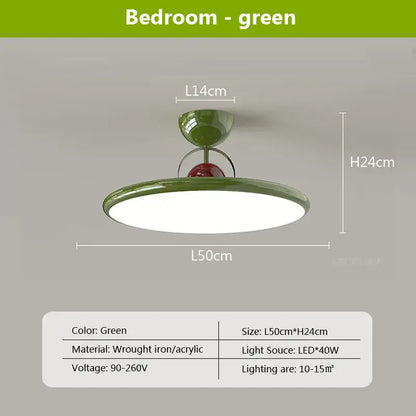 Modern cream & red iron nordic ceiling light bedroom fan