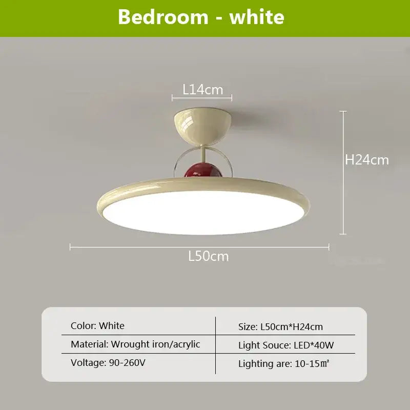 Modern cream & red iron nordic ceiling light bedroom fan