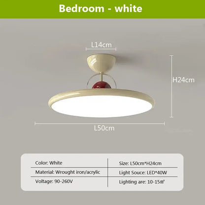 Modern cream & red iron nordic ceiling light bedroom fan