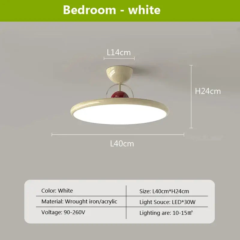 Modern cream & red iron nordic ceiling light bedroom fan