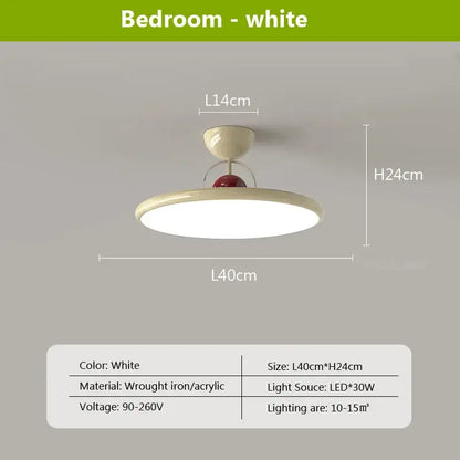 Modern cream & red iron nordic ceiling light bedroom fan