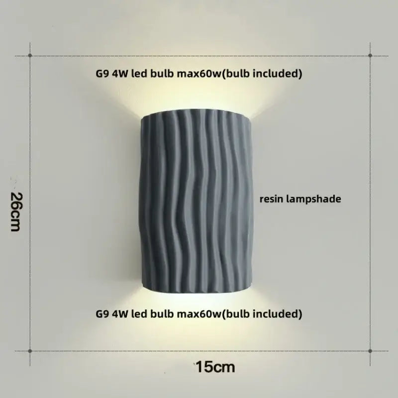 Modern cream ridged ceramic double led wall lamp bathroom light
