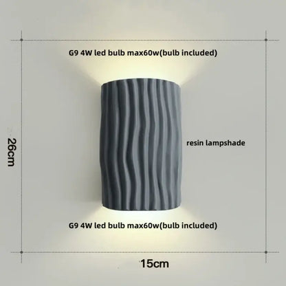 Modern cream ridged ceramic double led wall lamp bathroom light