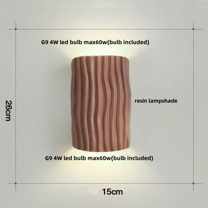 Modern cream ridged ceramic double led wall lamp bathroom light