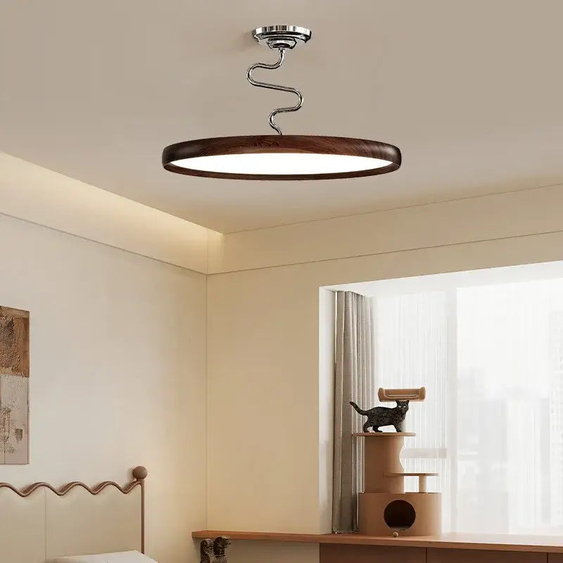 Modern cream style aluminum led chandelier dark wood living room light
