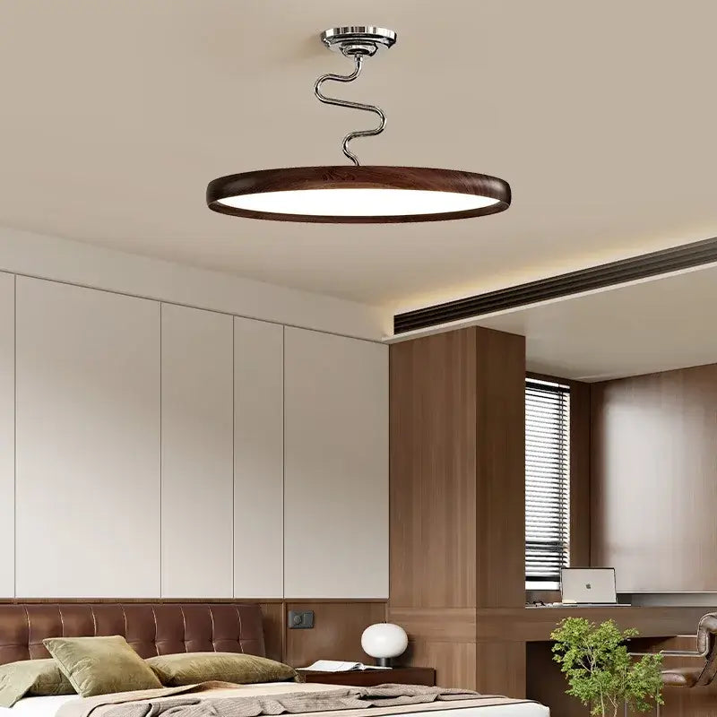 Modern cream style aluminum led chandelier dark wood living room light