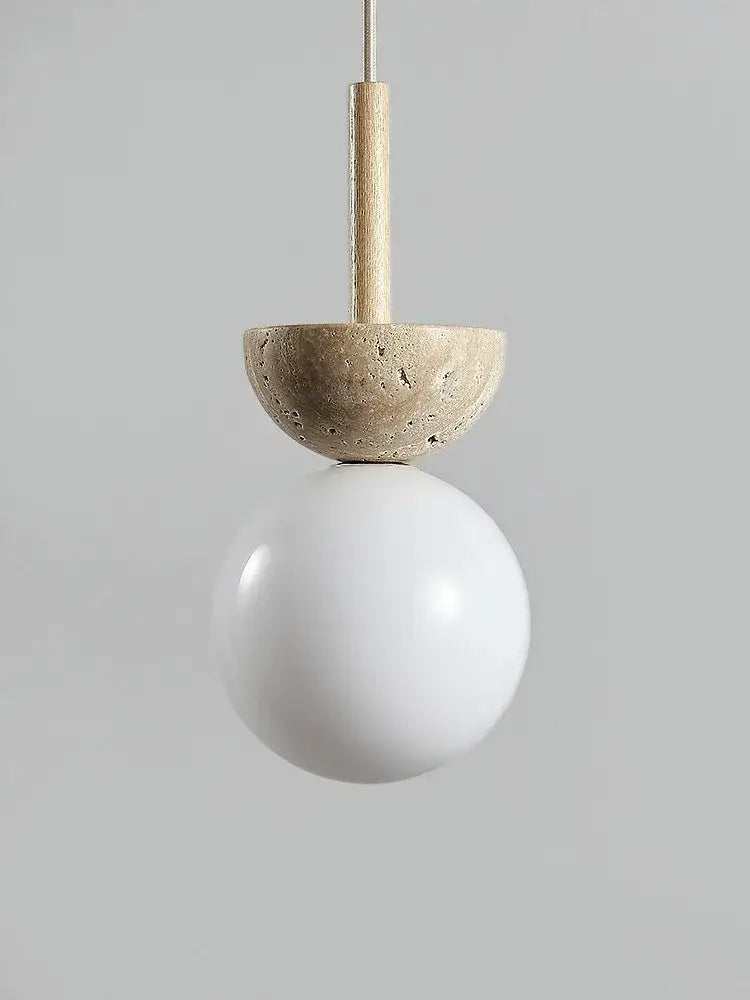 Modern cream style led pendant lamp beige stone bedroom light