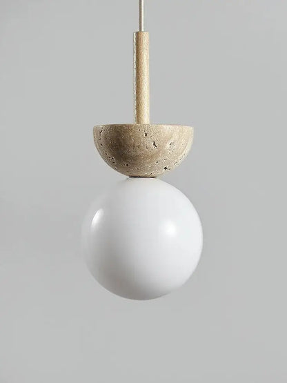 Modern cream style led pendant lamp beige stone bedroom light