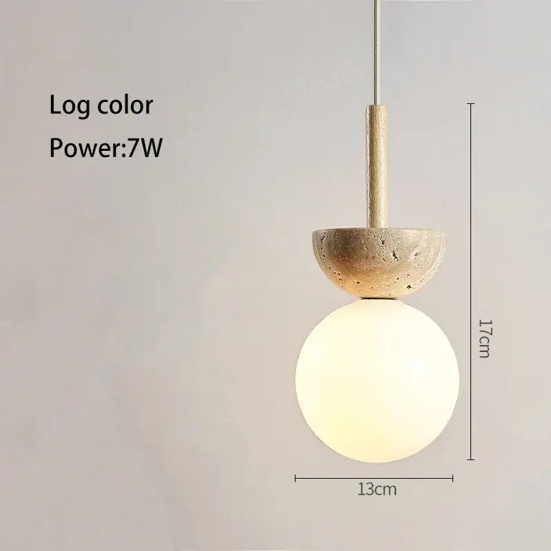 Modern cream style led pendant lamp beige stone bedroom light