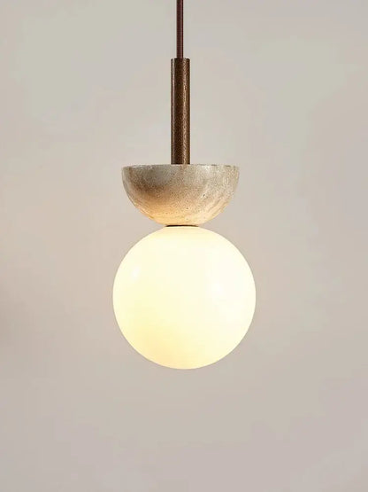 Modern cream style led pendant lamp beige stone bedroom light