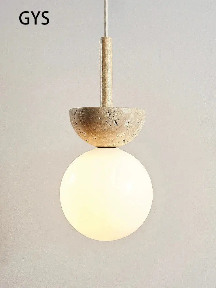 Modern cream style led pendant lamp beige stone bedroom light