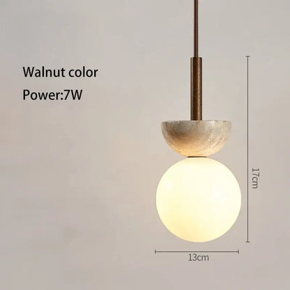 Modern cream style led pendant lamp beige stone bedroom light