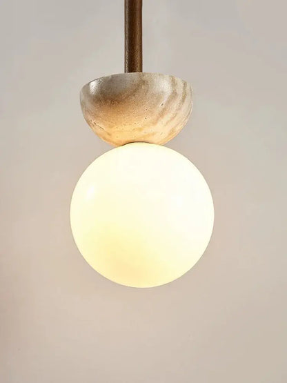 Modern cream style led pendant lamp beige stone bedroom light