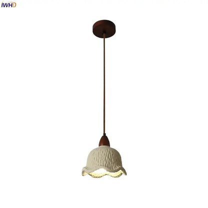 Modern cream textured glass bud micro cement pendant lamps bedroom
