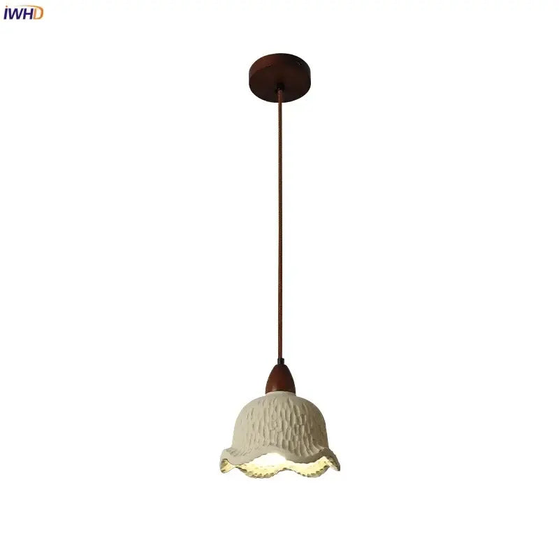 Modern cream textured glass bud micro cement pendant lamps bedroom