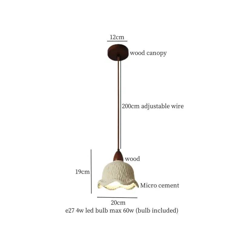 Modern cream textured glass bud micro cement pendant lamps bedroom
