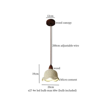 Modern cream textured glass bud micro cement pendant lamps bedroom