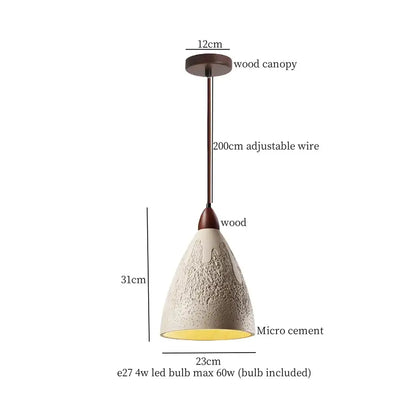 Modern cream textured glass bud micro cement pendant lamps bedroom