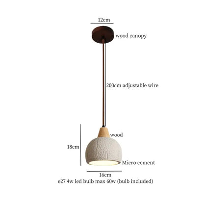 Modern cream textured glass bud micro cement pendant lamps bedroom