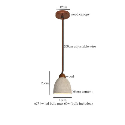 Modern cream textured glass bud micro cement pendant lamps bedroom
