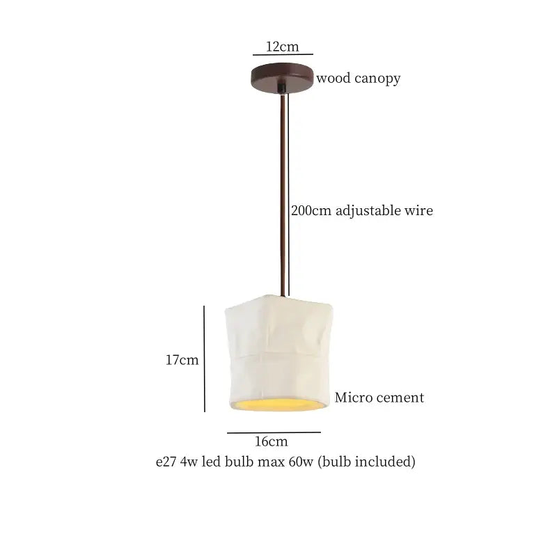 Modern cream textured glass bud micro cement pendant lamps bedroom